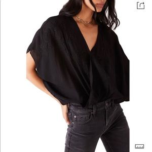 Free People Summer Love Black Bodysuit Small